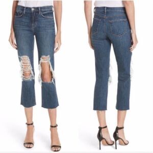 L’Agence Jordan high rise distressed 28 cropped straight jeans